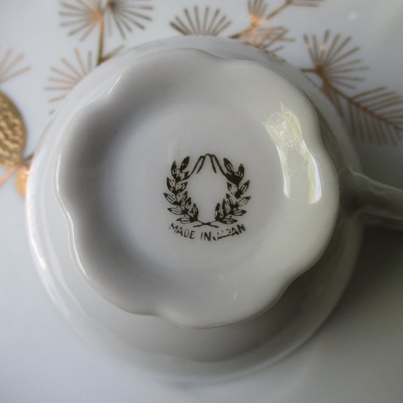 Fine Porcelain 3 Pairs Mug & Saucer Golden Pine, Japan - Picture 14 of 16